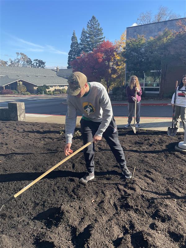 Permaculture students get ready the soil ready